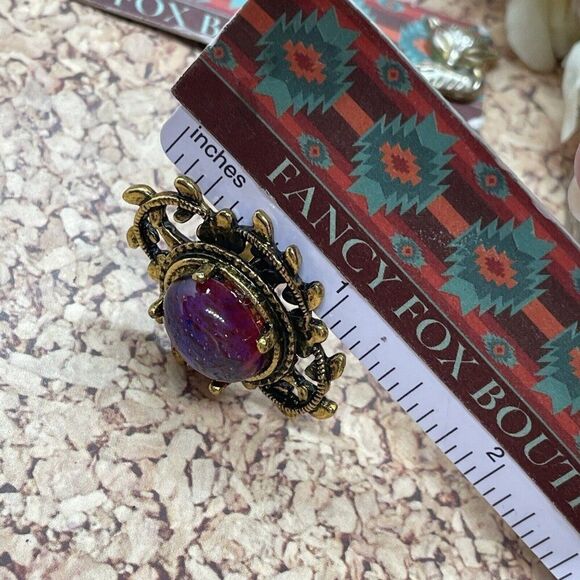 Valentine’s Day Renaissance Medieval gold Ring Mexican Fire Opal Dragons breath - Picture 15 of 16